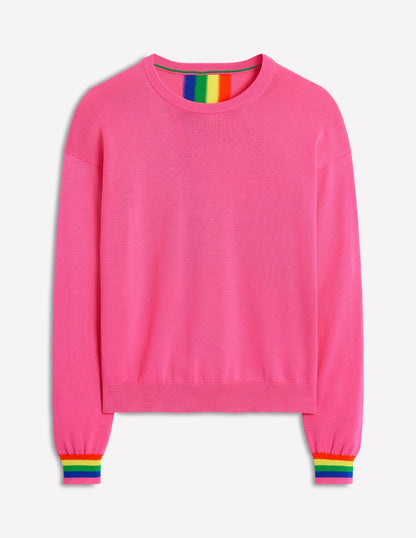 Lara Lockerer Baumwollpullover-Sorbet-Rosa, Regenbogen