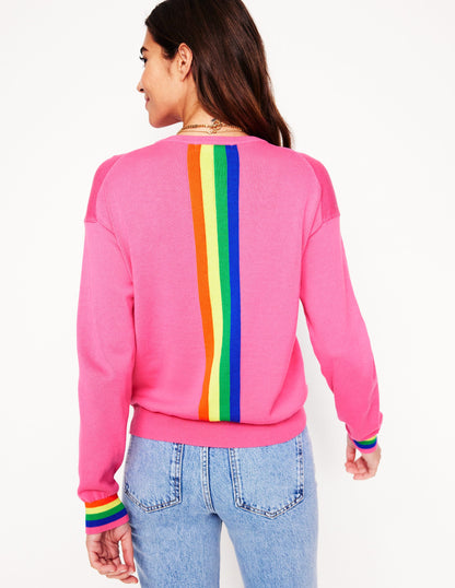 Lara Lockerer Baumwollpullover-Sorbet-Rosa, Regenbogen