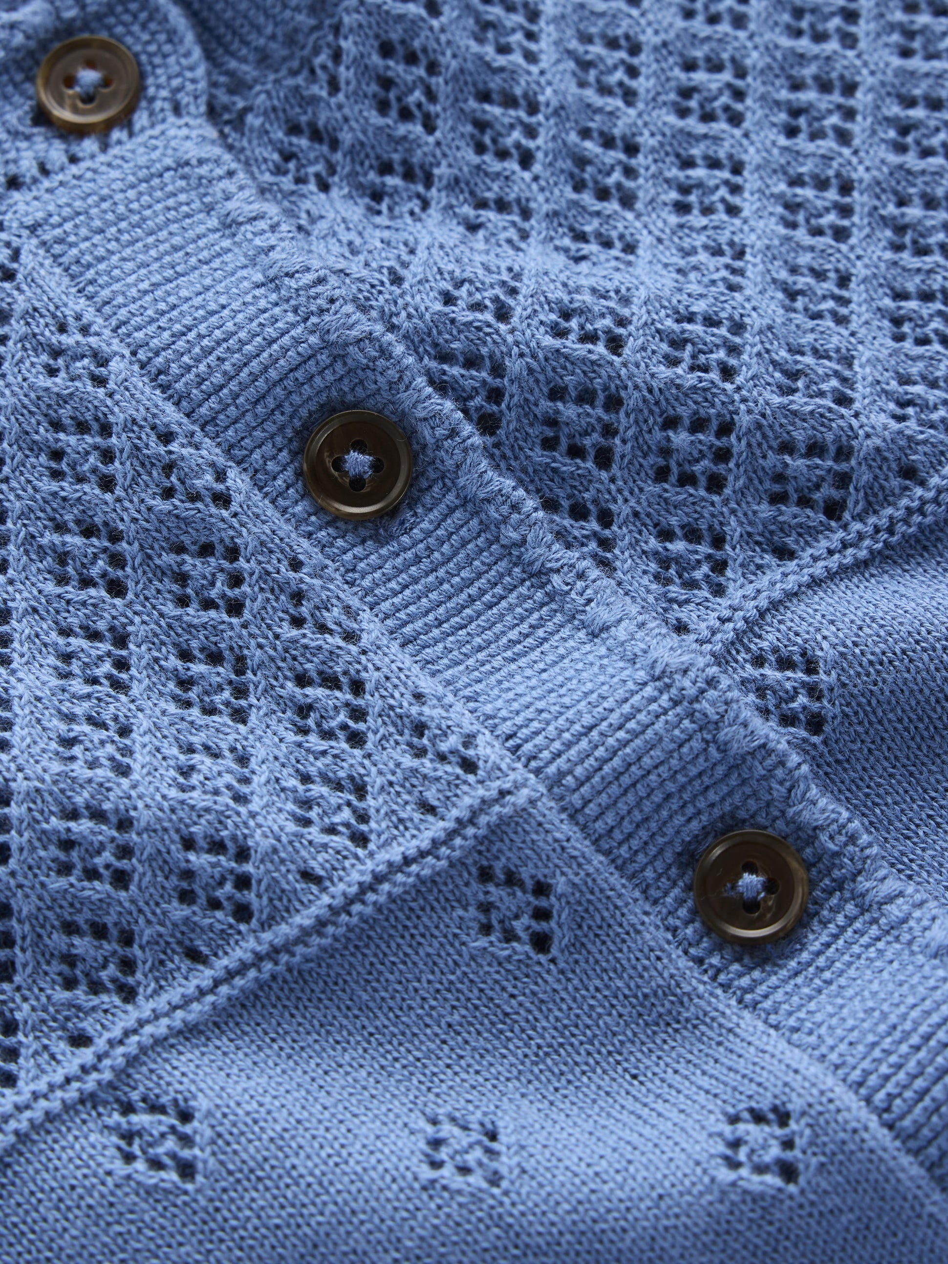 Cardigan Rosalie en pointelle-Bleu blue river - Image 6