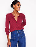 Rosalie Pointelle-Strickjacke-Terrakotta-Rot