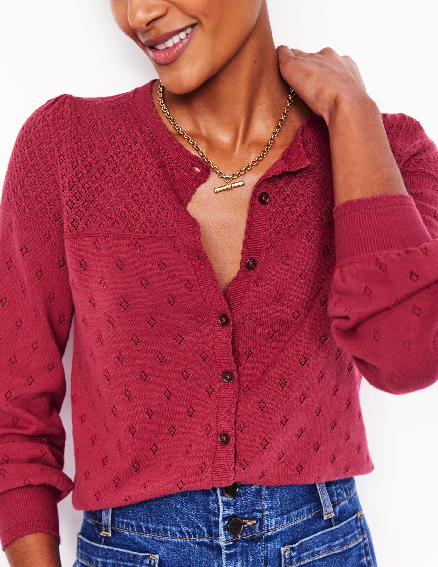 Cardigan Rosalie en pointelle-Terracotta