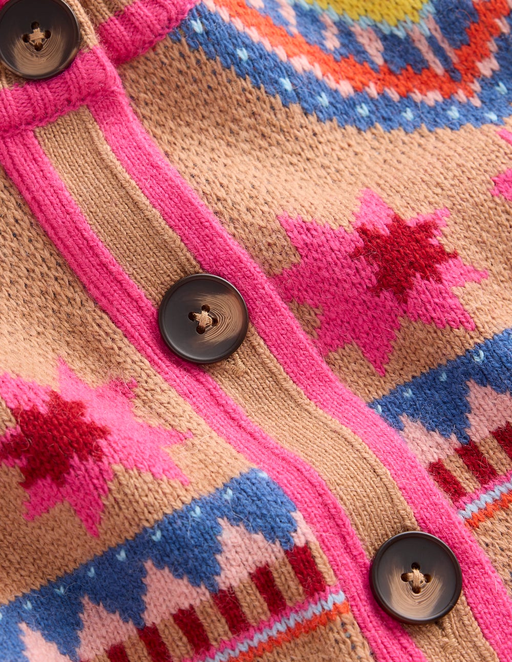 Abi Jacquard-Strickjacke-Kamelbraun Meliert, Herzen - Image 6