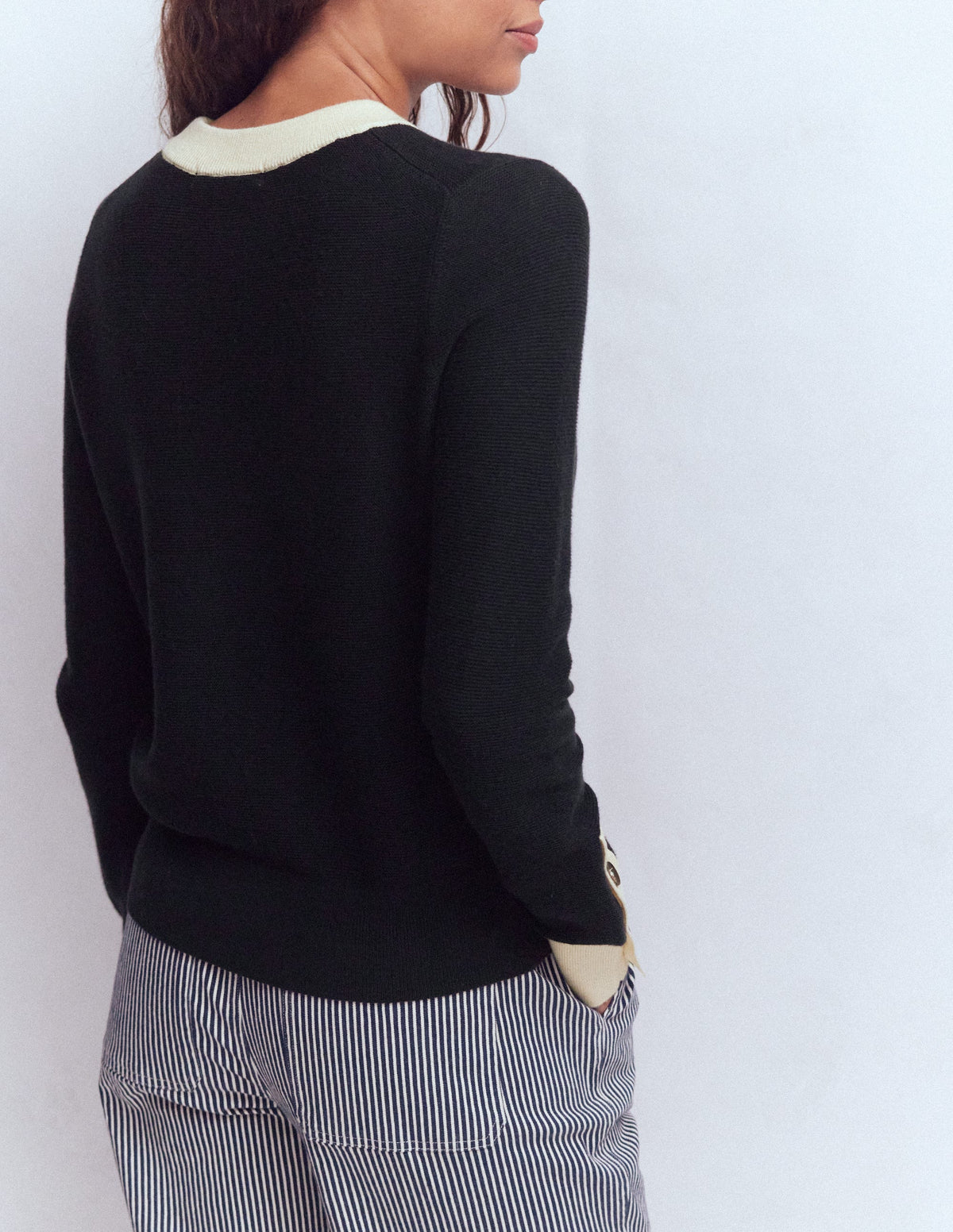Grace Colour Block Jumper-Navy - Image 3