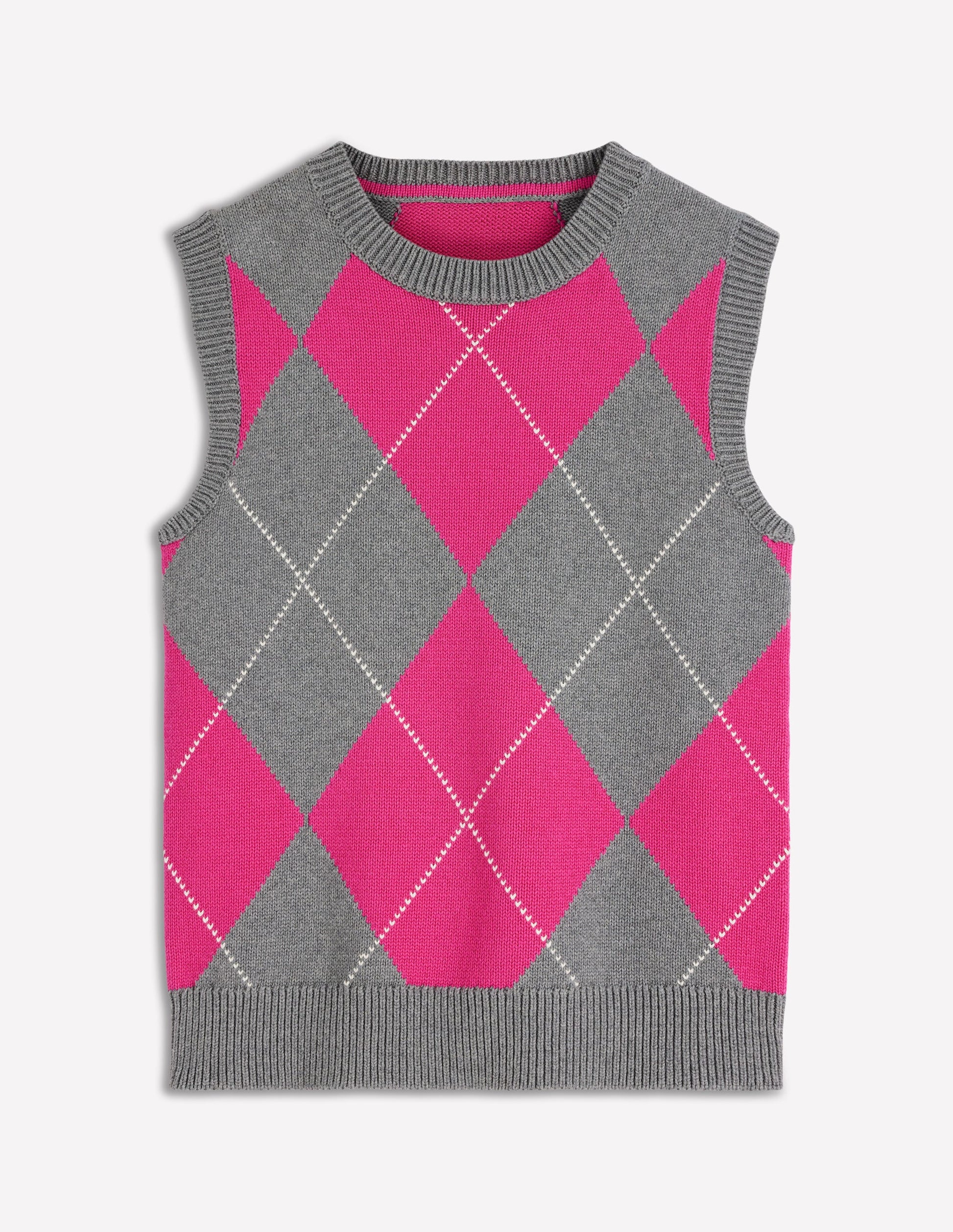 Lucy Baumwoll-Oberteil-Rosa/Grau Argyle-5