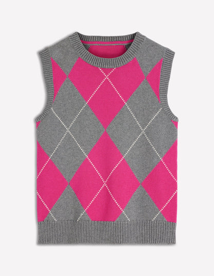 Lucy Baumwoll-Oberteil-Rosa/Grau Argyle-5