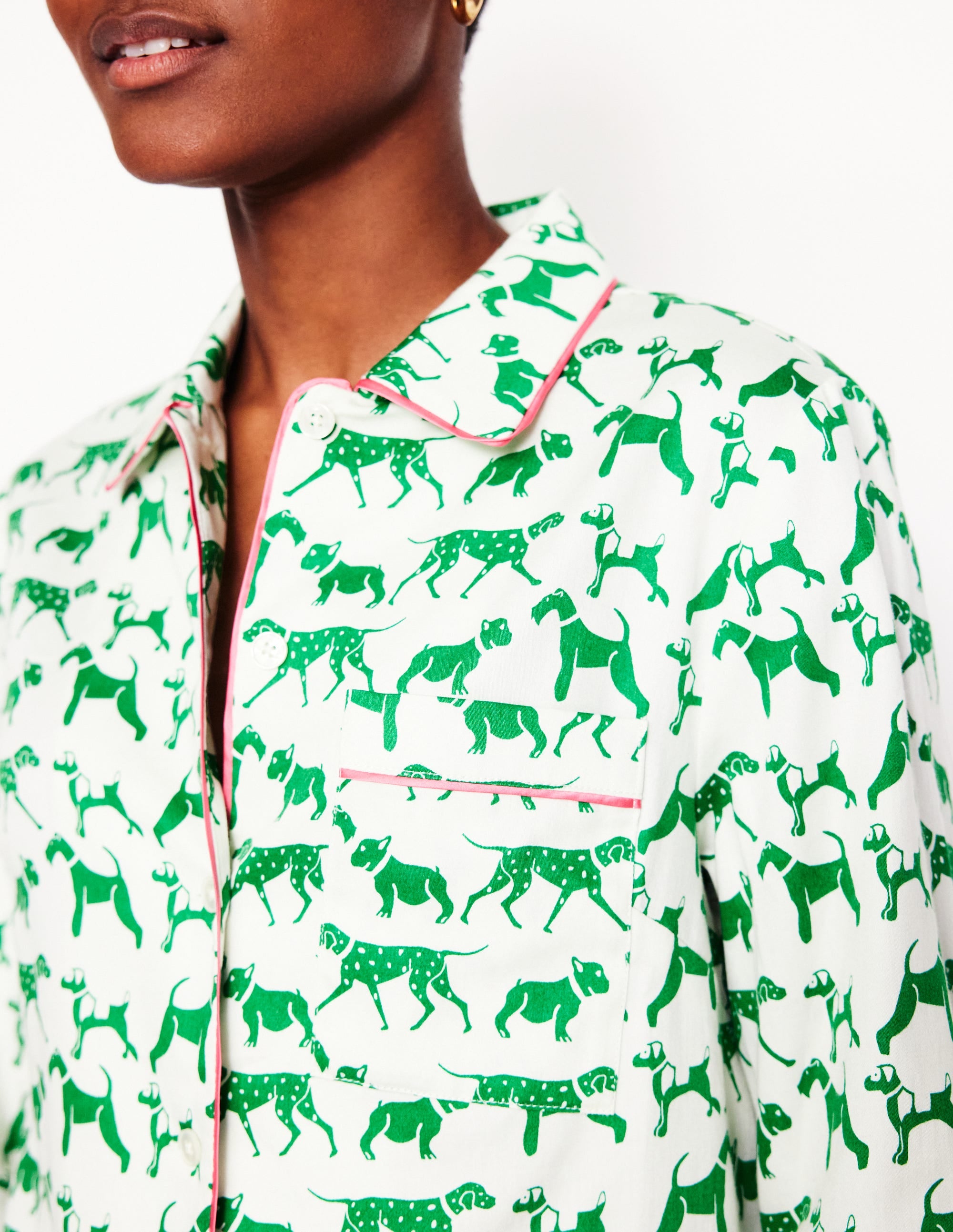 Haut de pyjama en satinette de coton-Ivoire, Janet et ses amis - Image 2