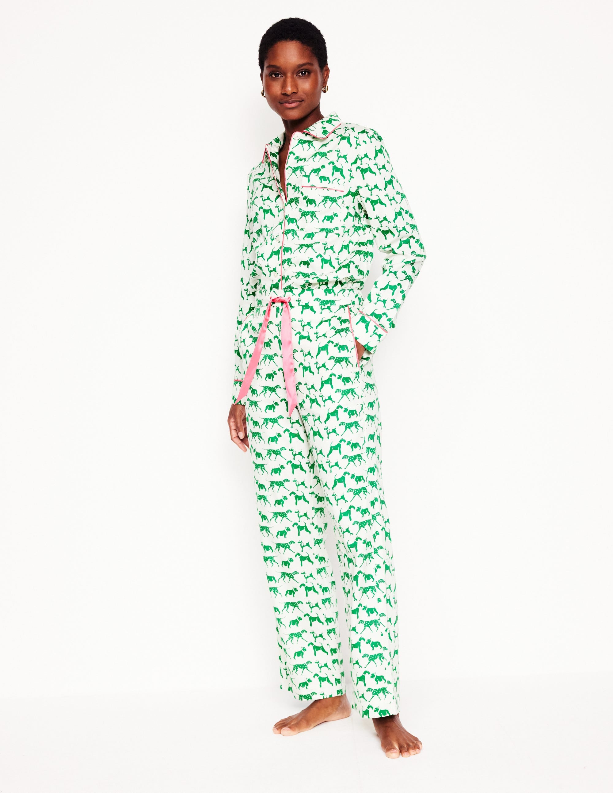 Pantalon de pyjama en satinette de coton-Ivoire, Janet et ses amis - Image 1