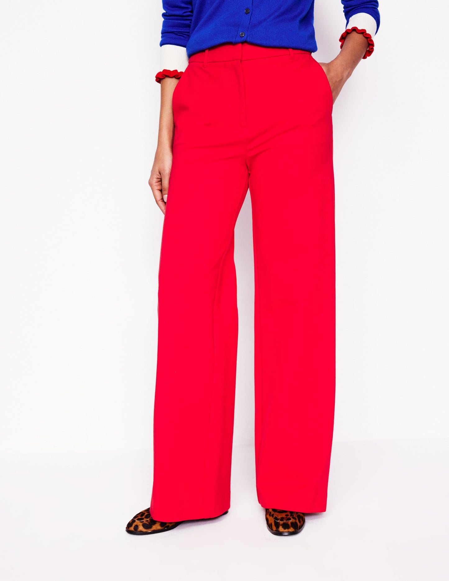 Pantalon Westbourne en point de Rome-Colourblock piment