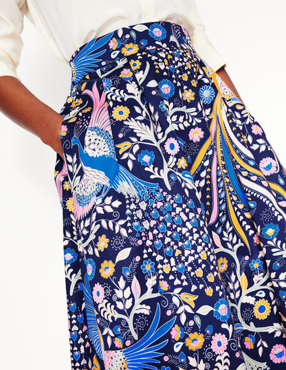 Isabella Cotton Sateen Skirt-French Navy,Enchanting Peacock