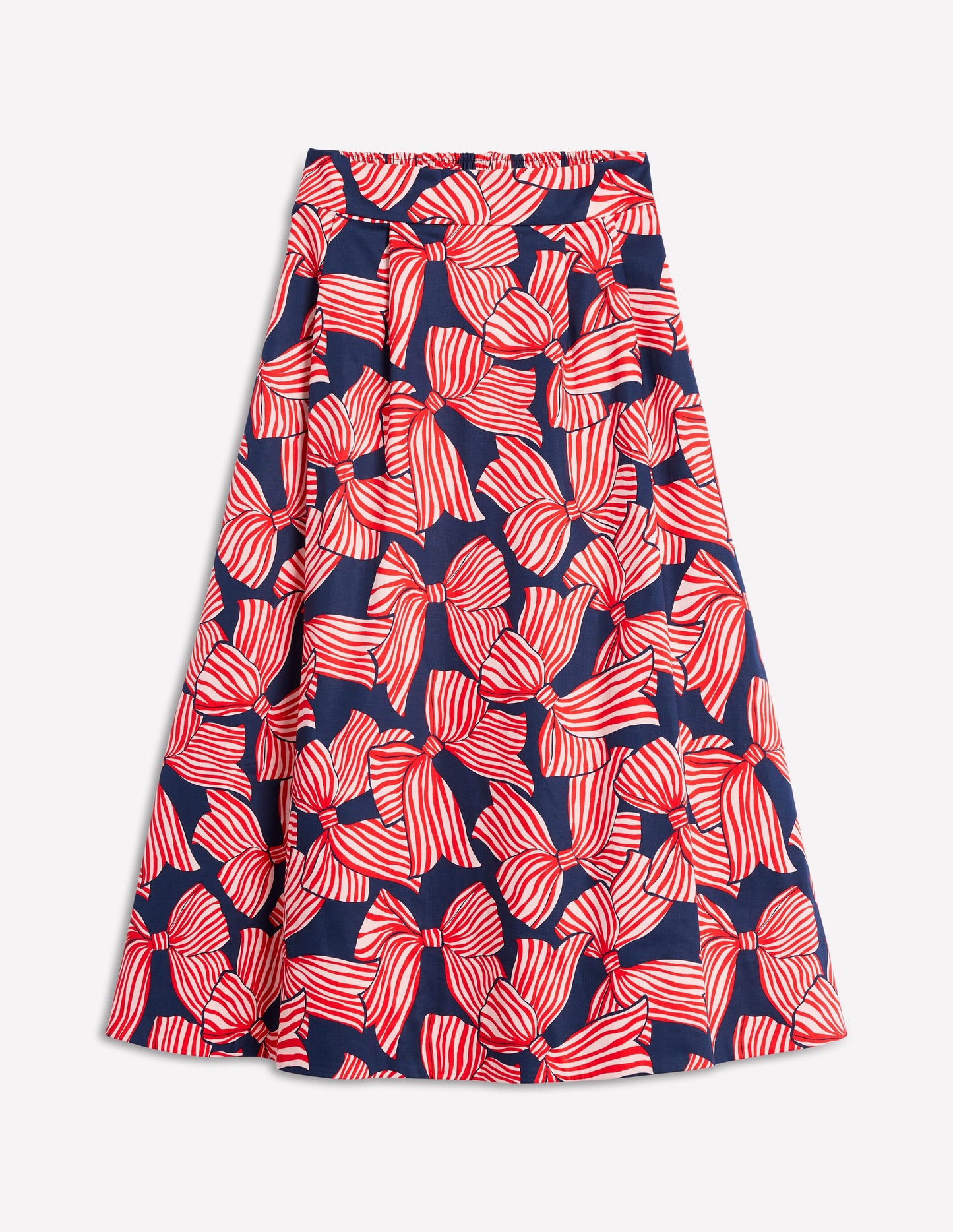 Isabella Cotton Sateen Skirt-French Navy, Bow Scatter