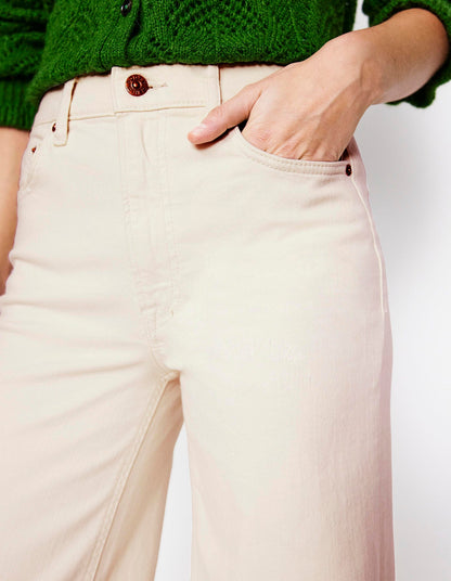 Hoch geschnittene Jeans mit weitem Bein-Naturweiß-3