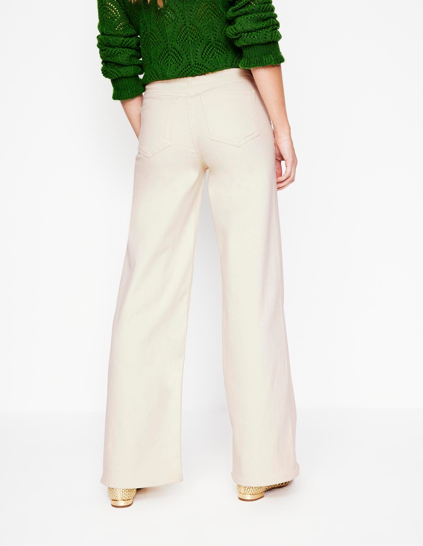 Hoch geschnittene Jeans mit weitem Bein-Naturweiß - Image 4