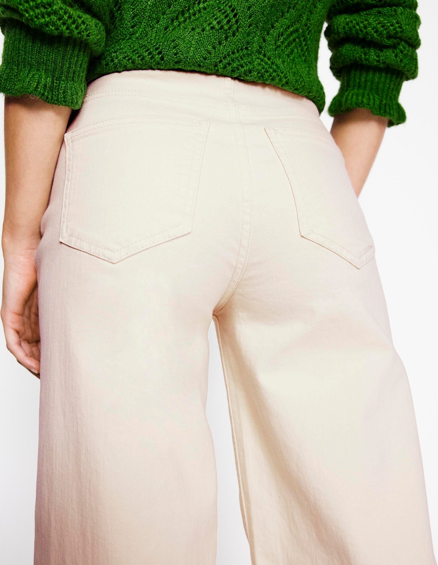 Hoch geschnittene Jeans mit weitem Bein-Naturweiß-5