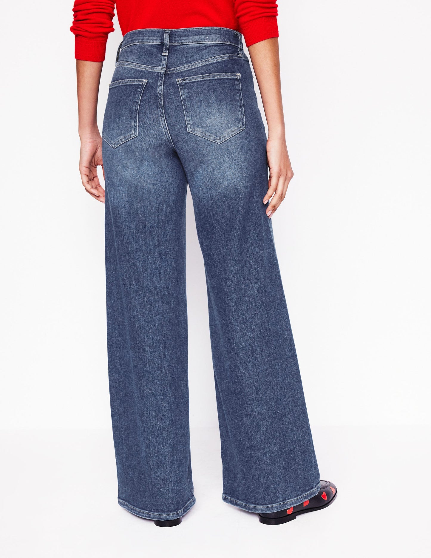 Hoch geschnittene Jeans mit weitem Bein-Beatnik Red