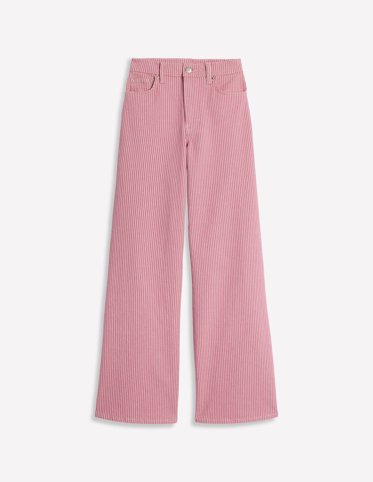 Jean large taille haute-Rayé rose - Image 2