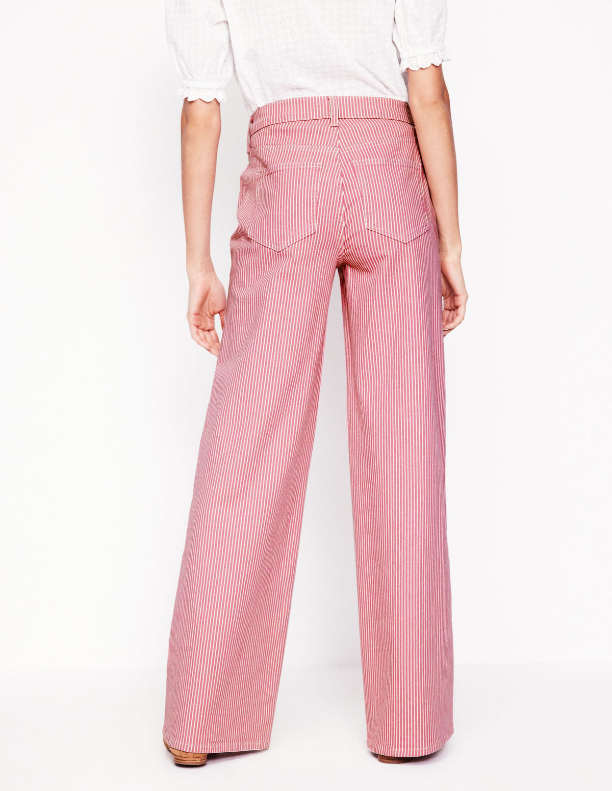 Jean large taille haute-Rayé rose - Image 4