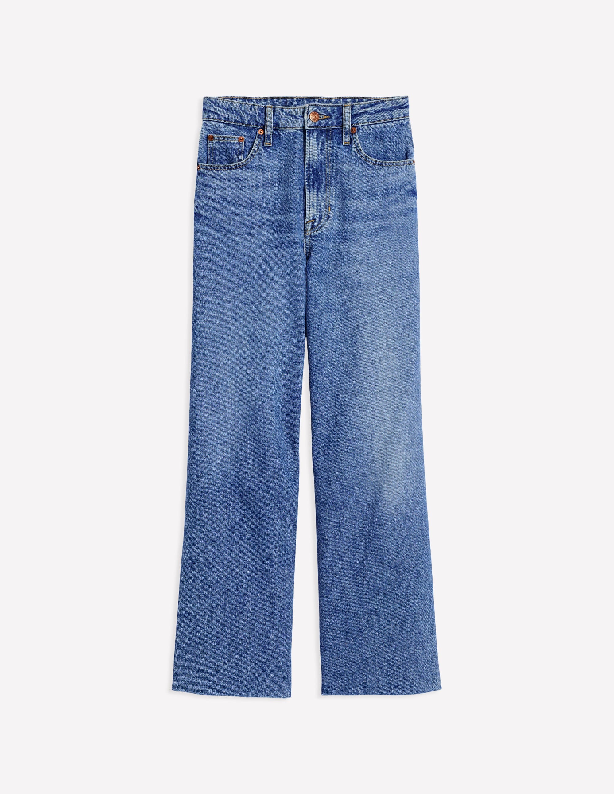 Kurze Jeans mit hohem Bund und geradem Beinschnitt-Helles Vintage Fransen - Image 7