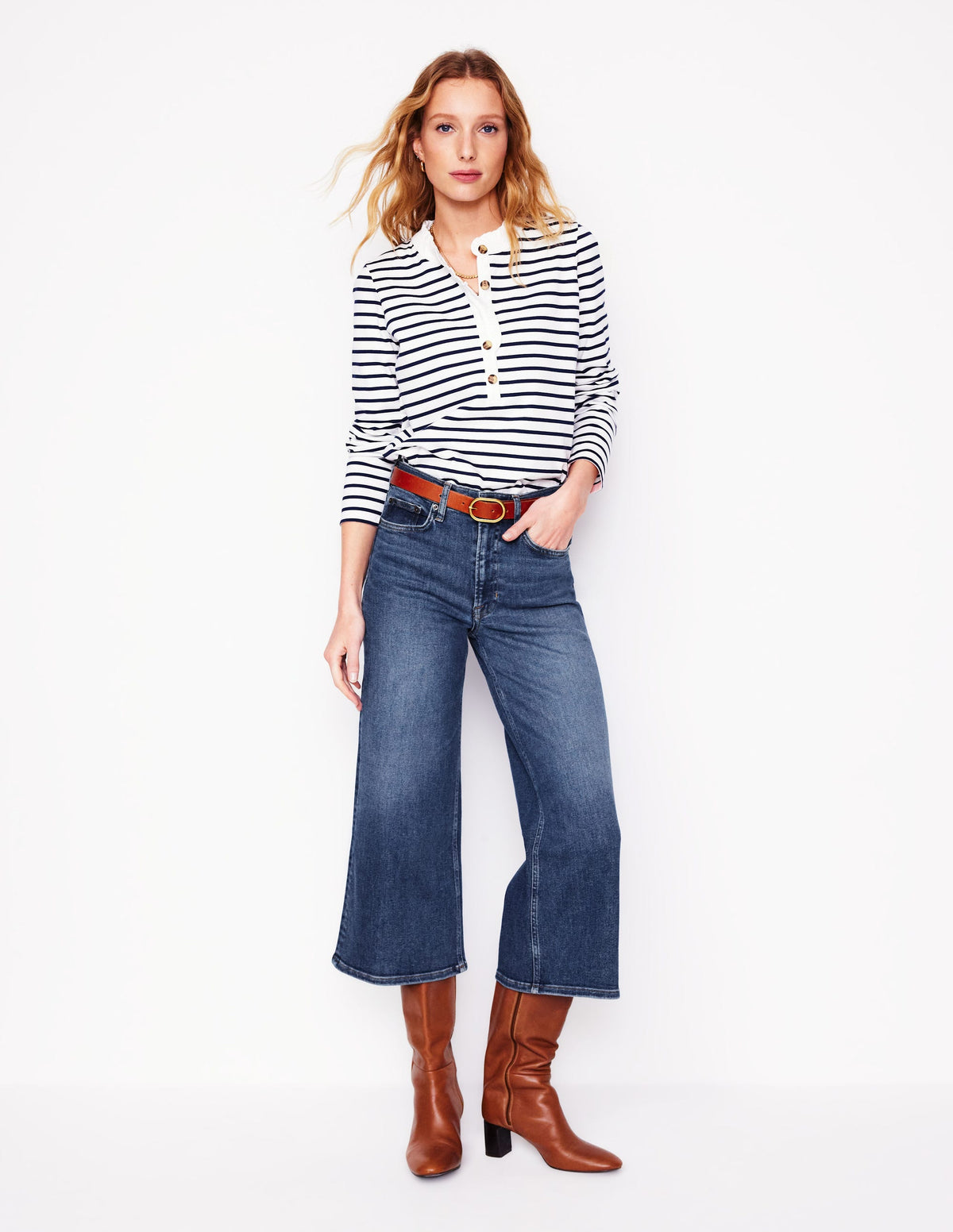 Weite, verkürzte Jeans mit hohem Bund-Beatnik Red - Image 1