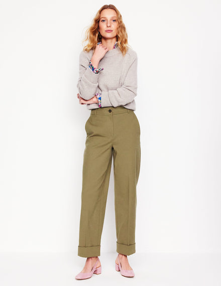 Pantalon à revers-Vert olive chaud