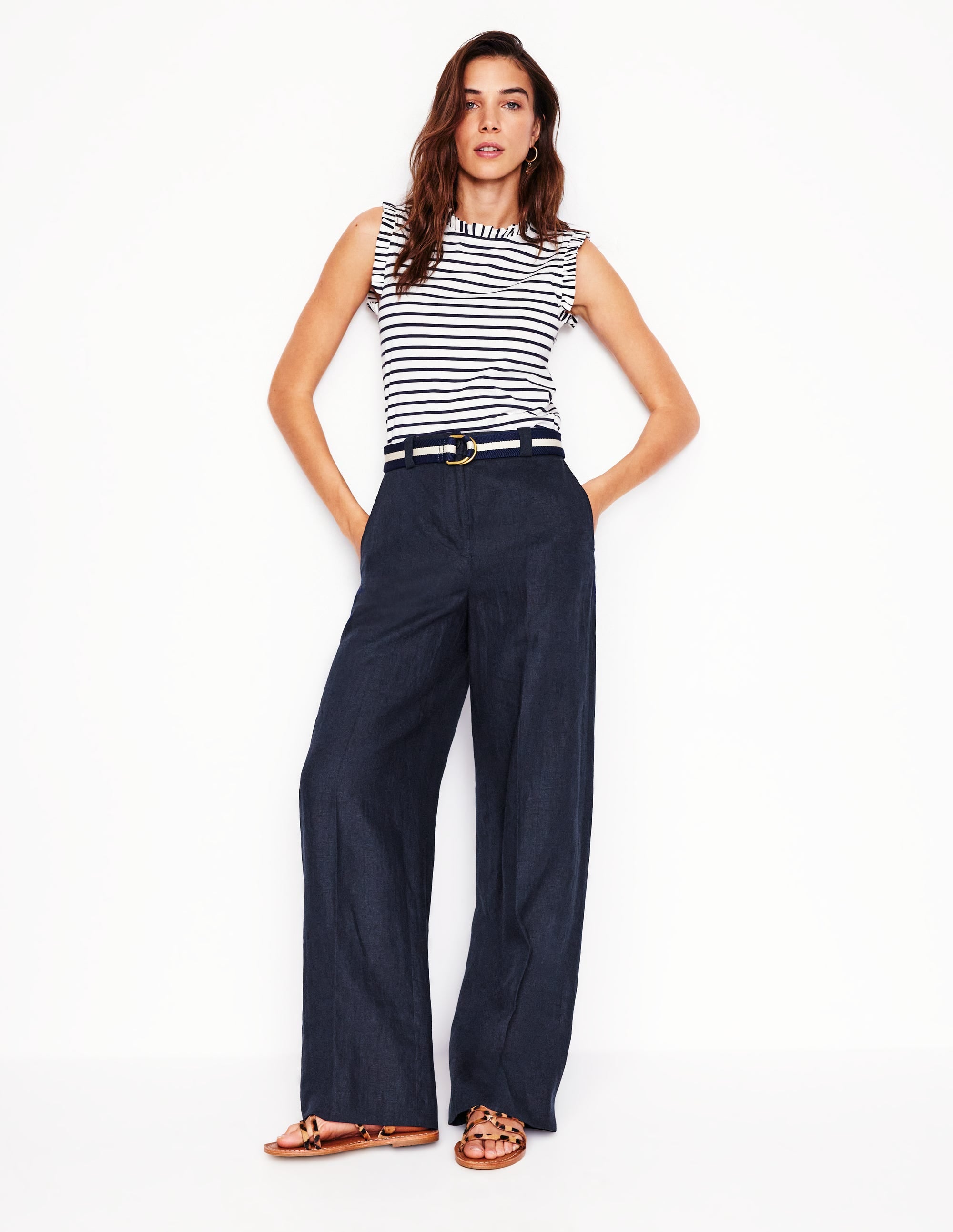Pantalon Westbourne en lin-Bleu Marine - Image 1