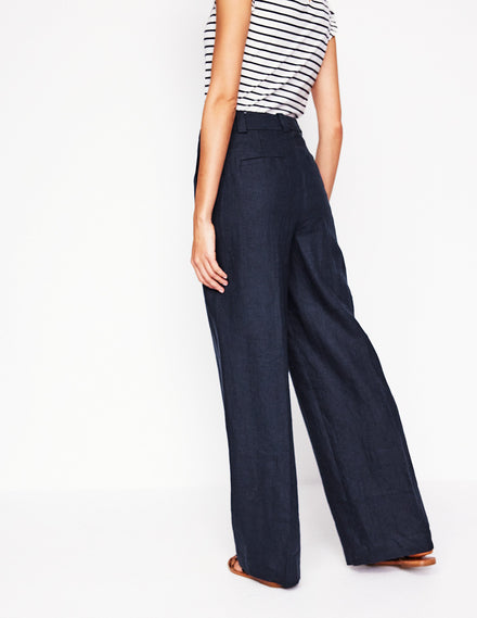 Pantalon Westbourne en lin-Bleu Marine