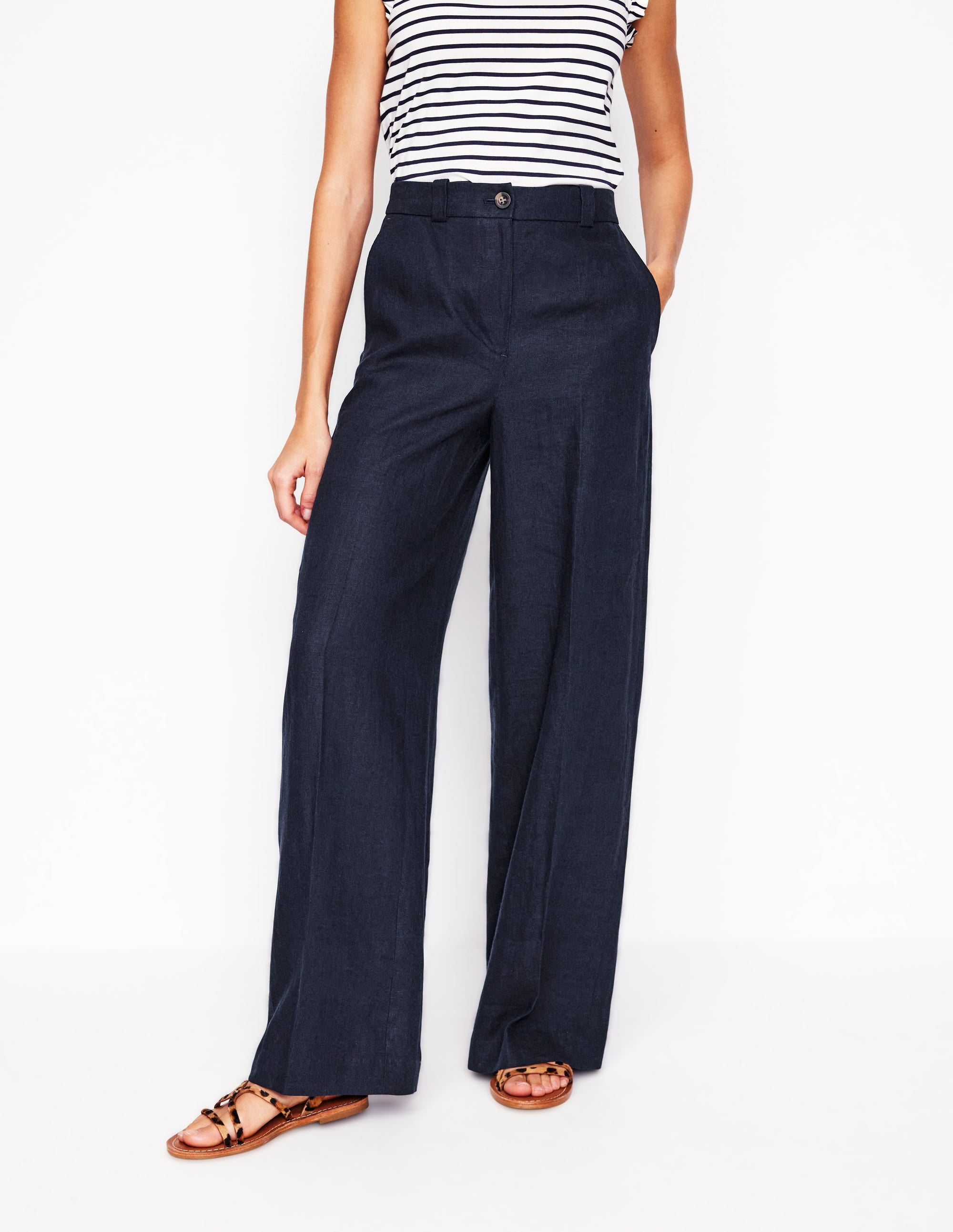 Pantalon Westbourne en lin-Bleu Marine - Image 3