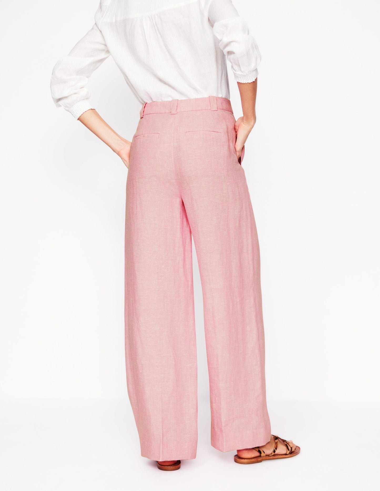 Westbourne Linen Trousers-Meadowsweet Pink Chambray