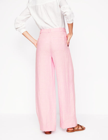 Pantalon Westbourne en lin-Chambray rose reine-des-prés