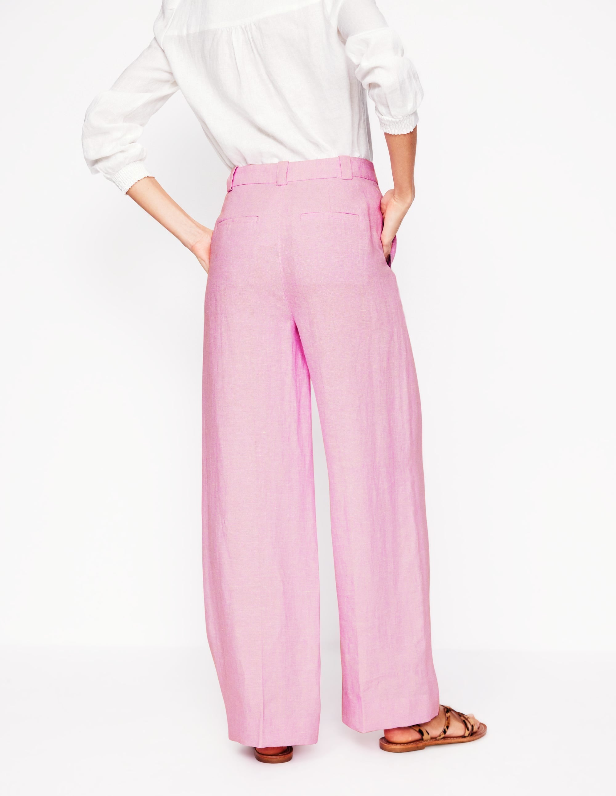 Pantalon Westbourne en lin-Chambray rose reine-des-prés - Image 2