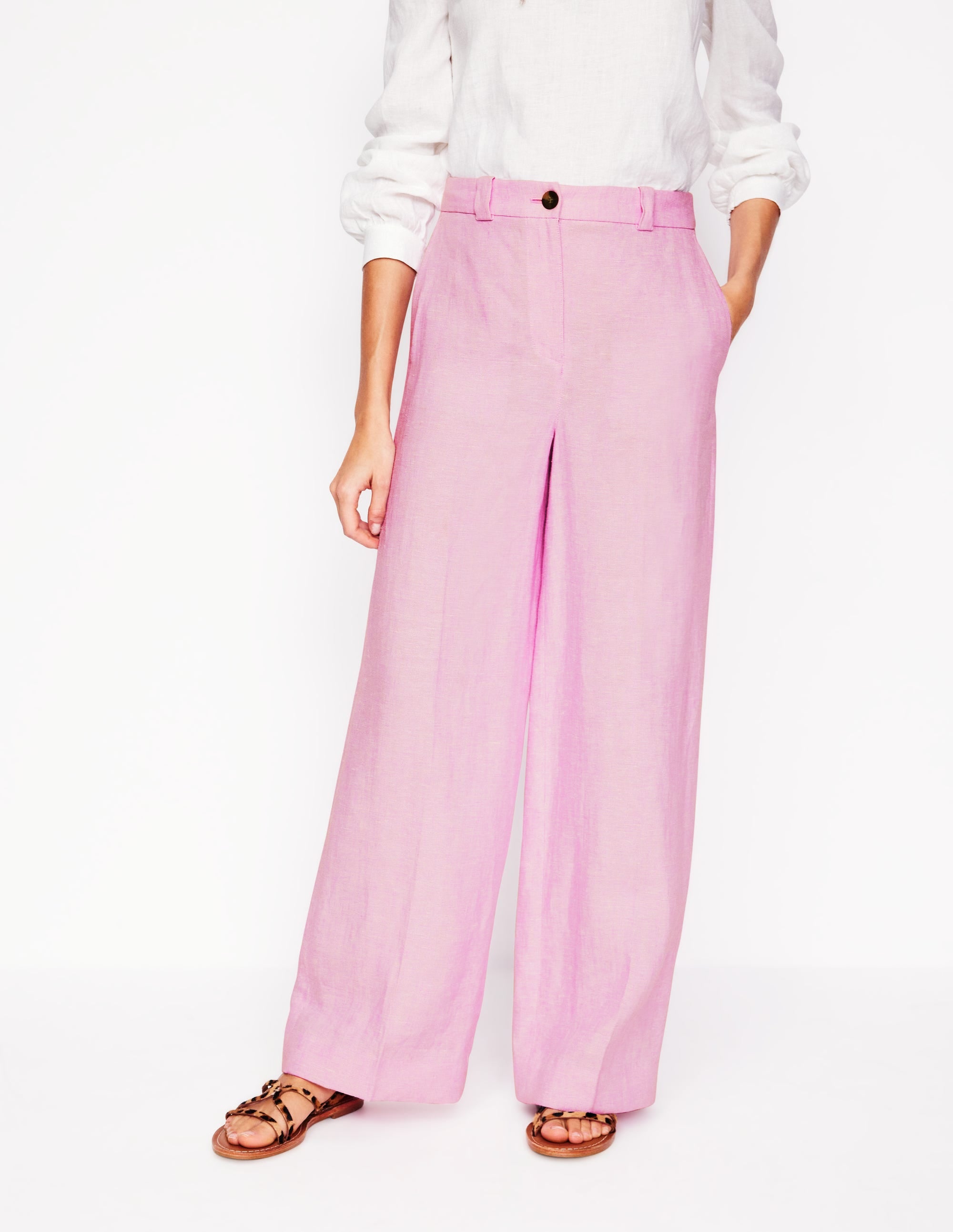 Pantalon Westbourne en lin-Chambray rose reine-des-prés - Image 3