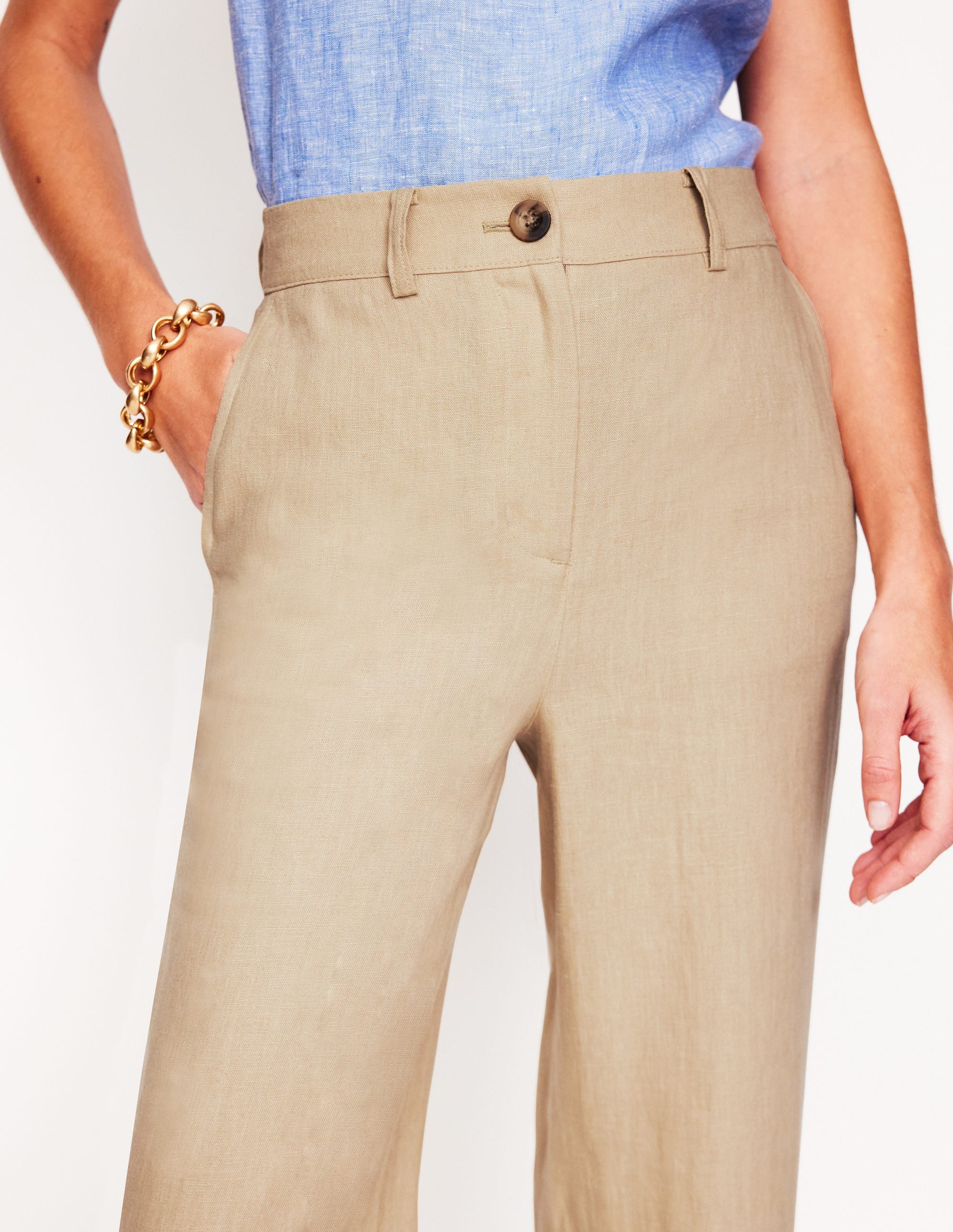 Westbourne Verkürzte Leinenhose-Beige - Image 2