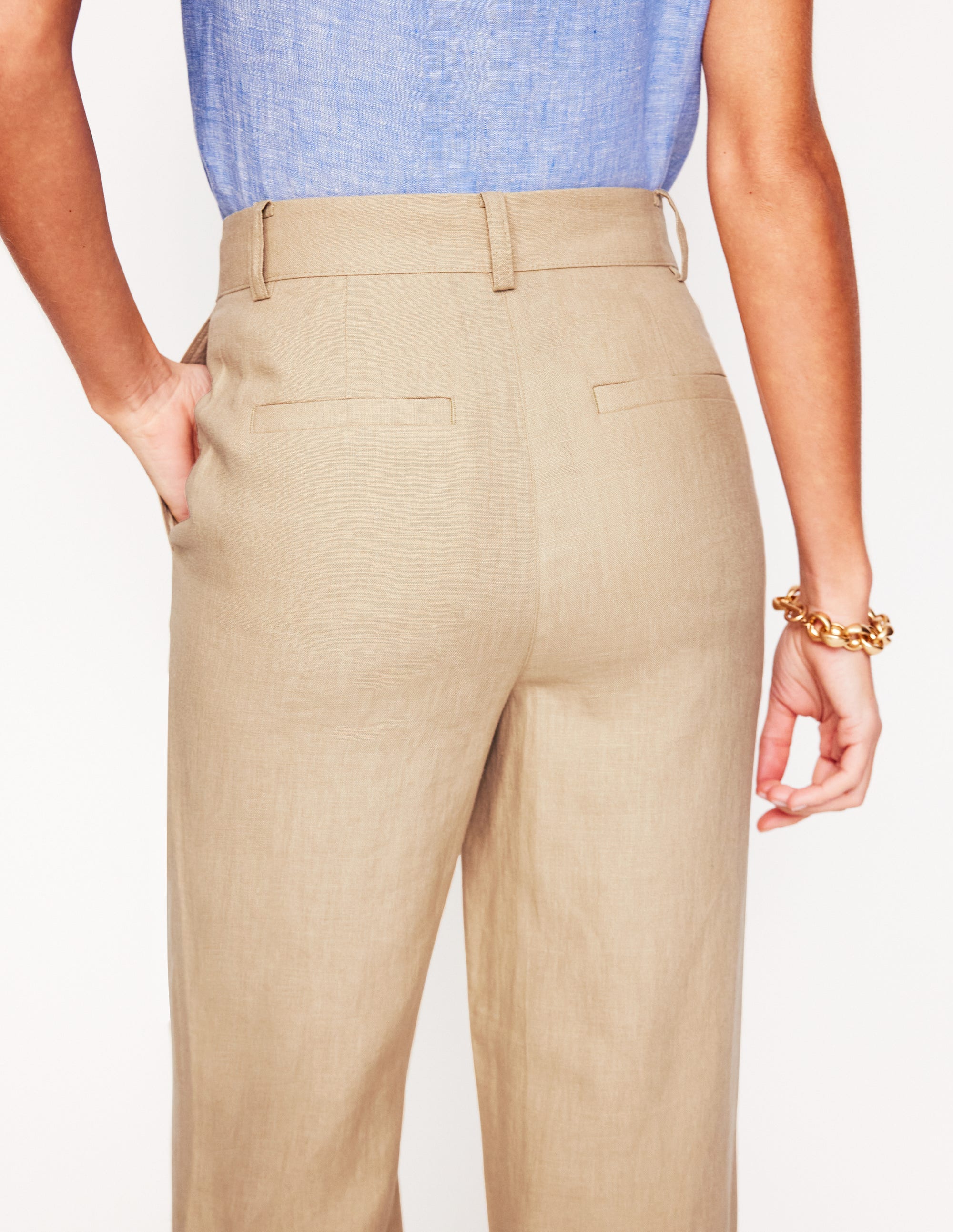 Westbourne Verkürzte Leinenhose-Beige - Image 3