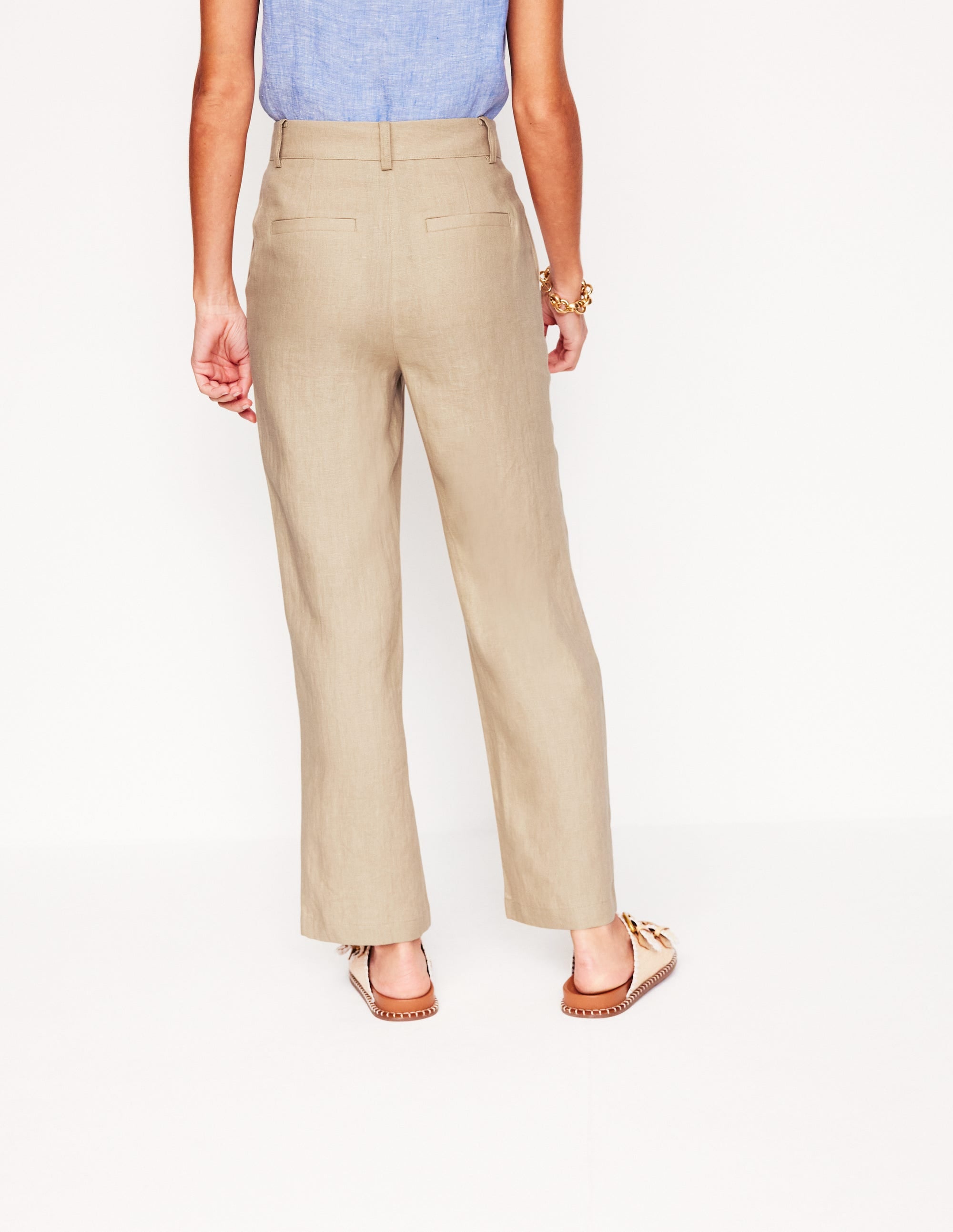 Westbourne Verkürzte Leinenhose-Beige - Image 5