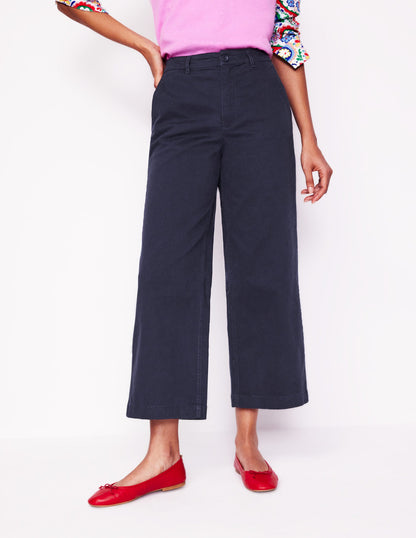 Barnsbury Crop Chino Trousers-Navy