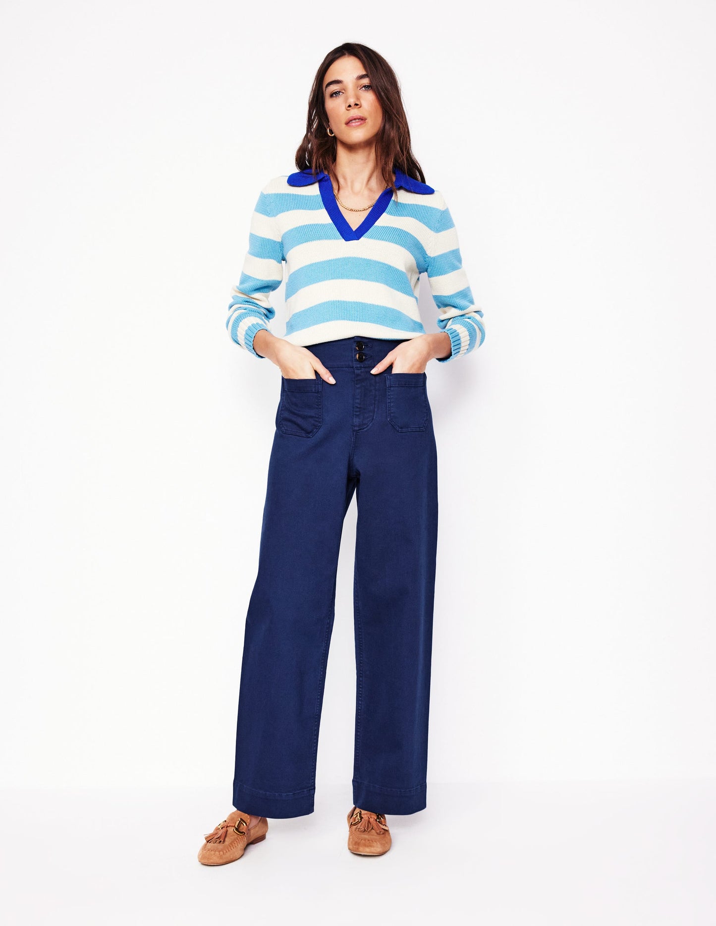 Primrose Hose mit aufgesetzten Taschen-Marineblaue