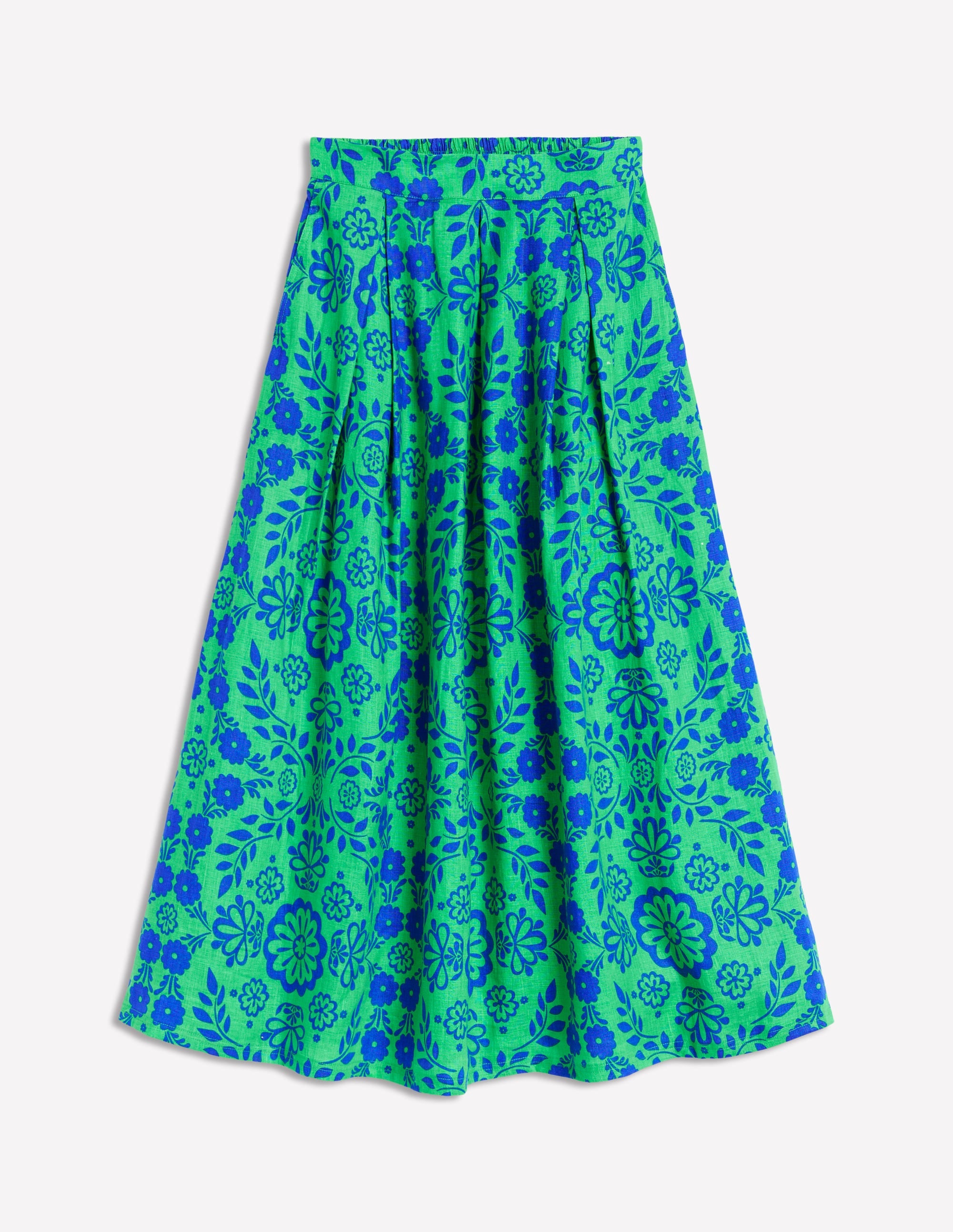 Jupe midi Verity en lin-Motif Structured Meadow mono - Image 6