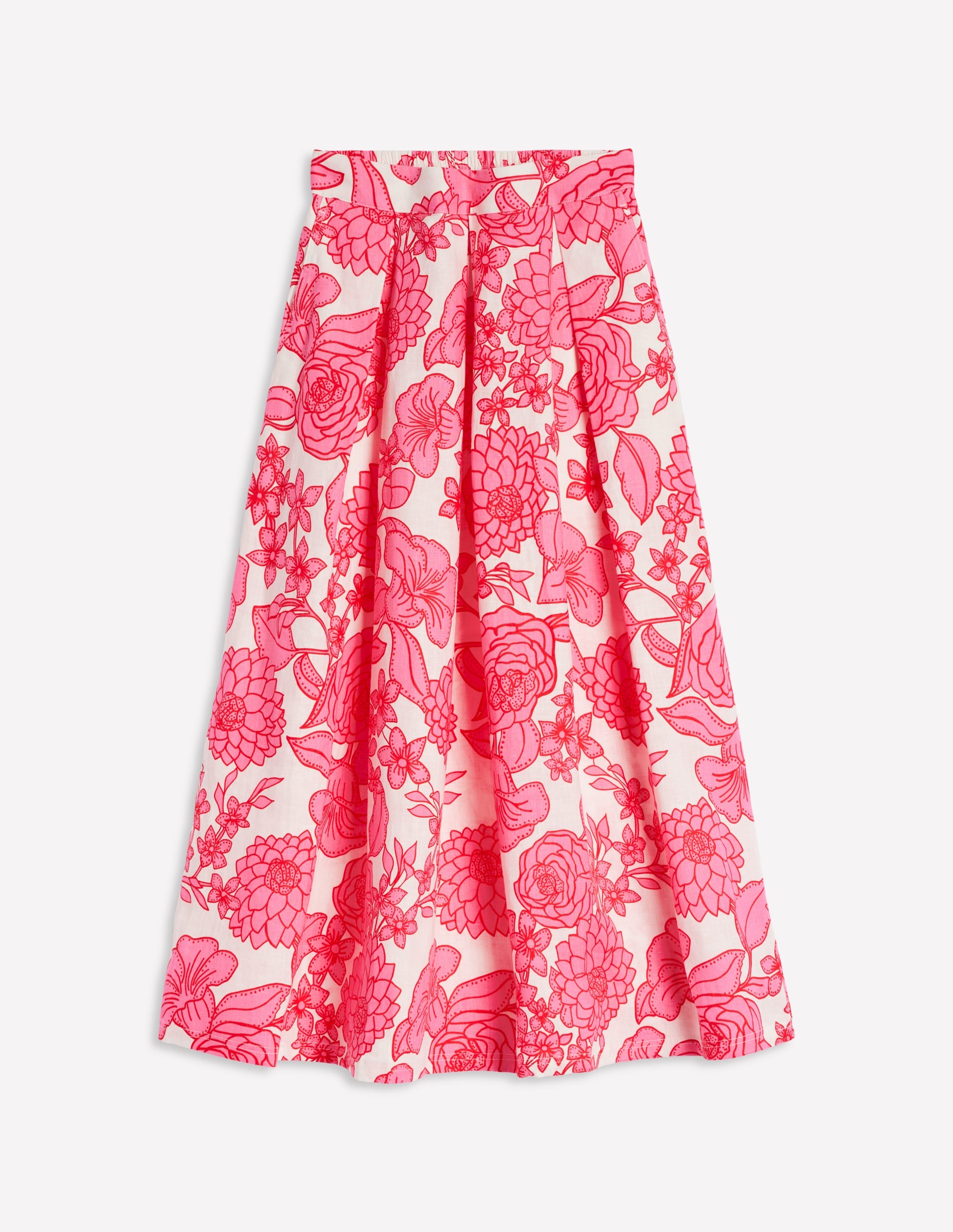 Jupe midi Verity en lin-Rose, motif Blossom Cascade - Image 6