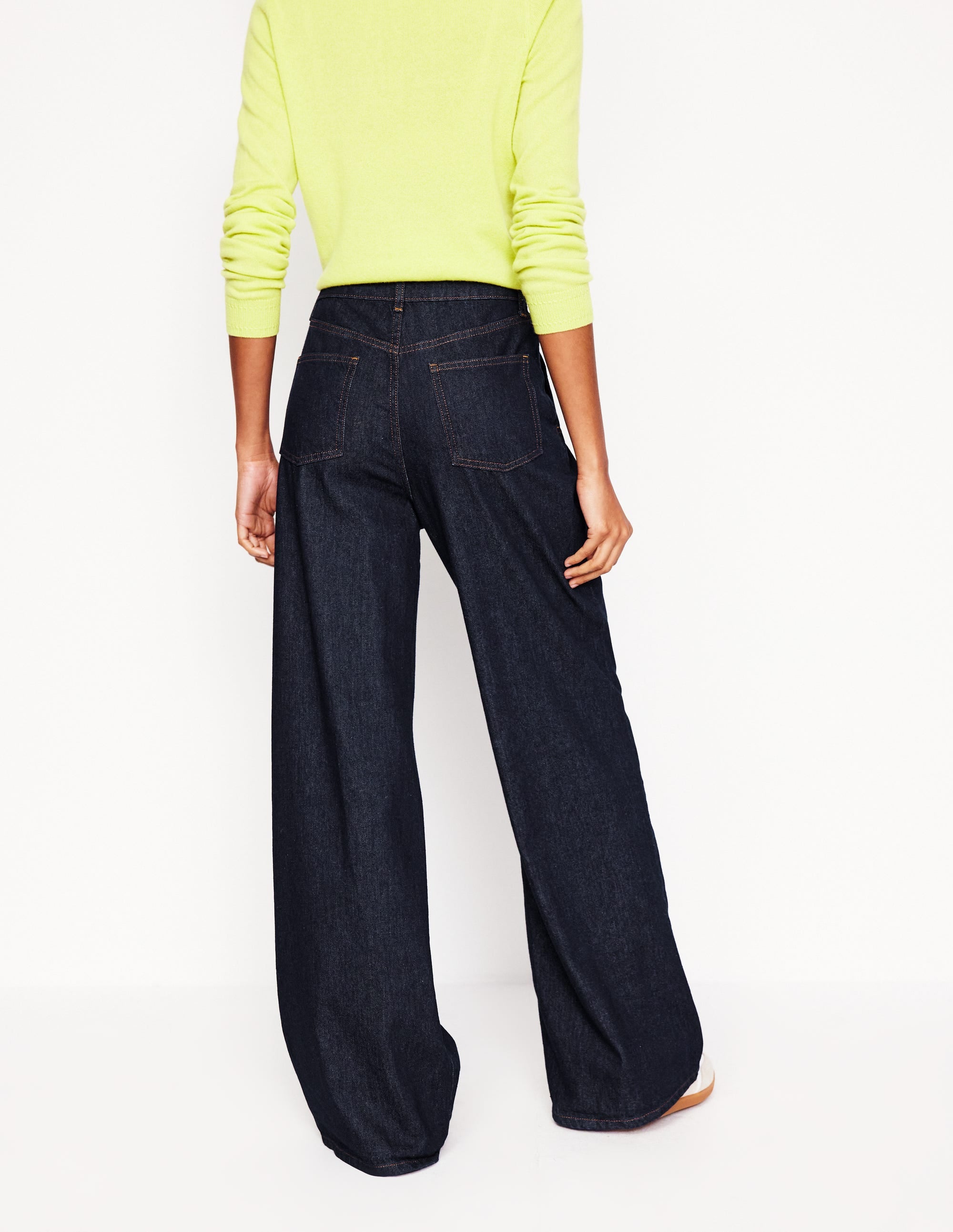 Mid Rise Fluid Denim Trousers-Indigo Rinse - Image 3