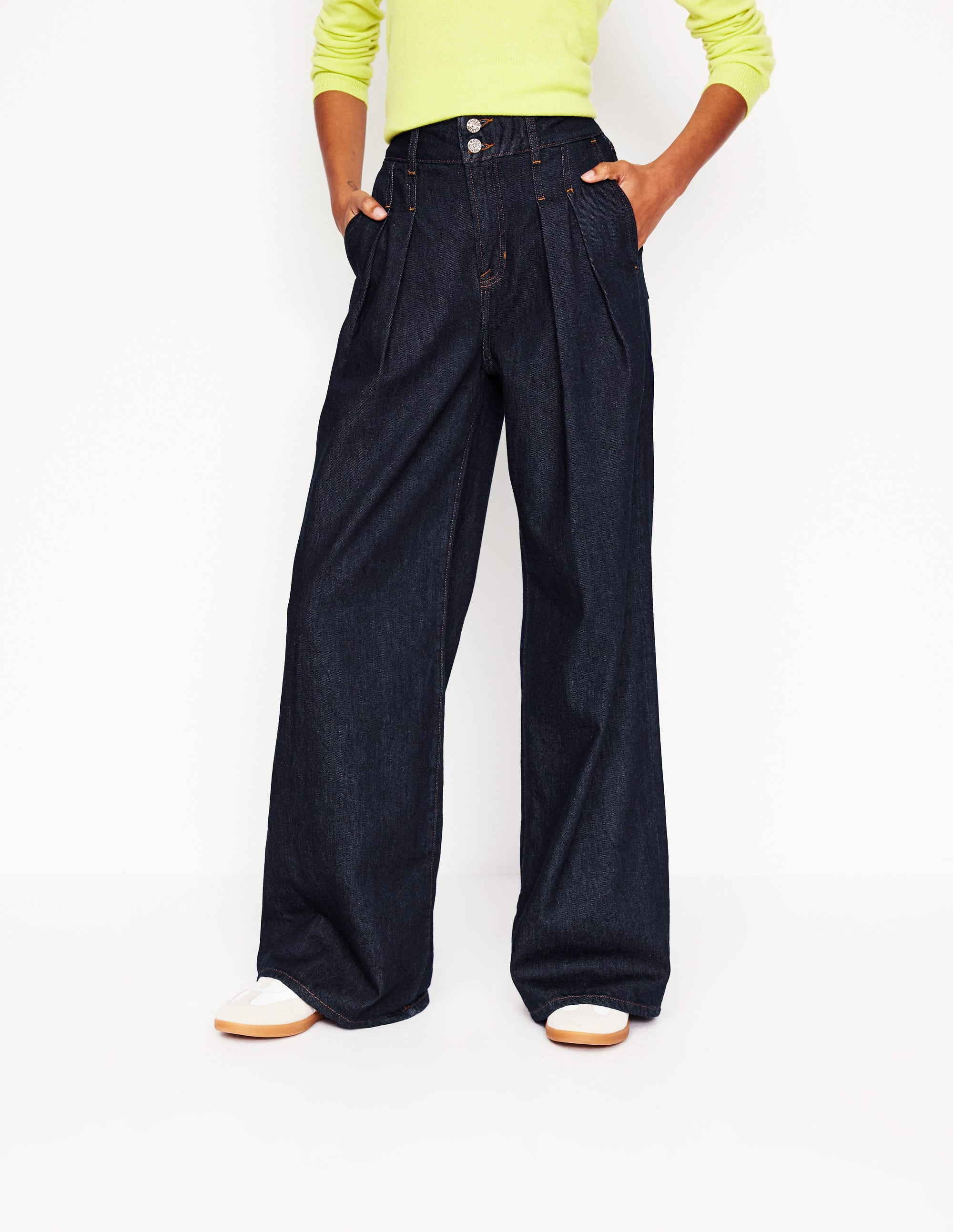 Mid Rise Fluid Denim Trousers-Indigo Rinse - Image 4