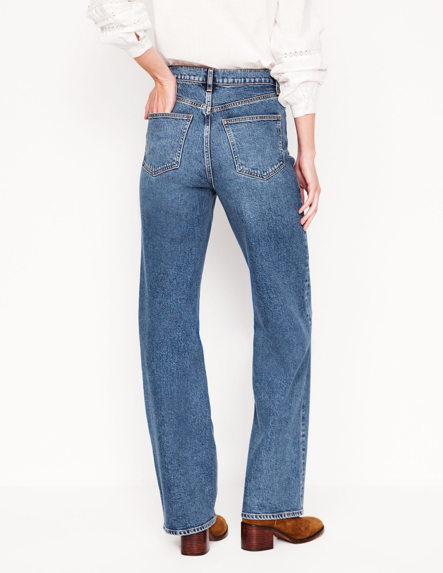 Jeans mit hohem Bund und geradem, weitem Bein-Beatnik Red