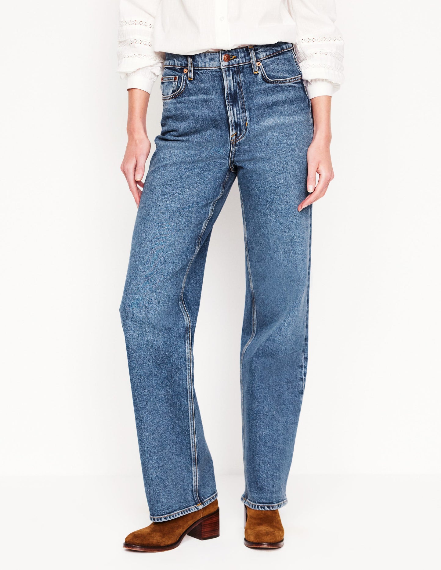 Jeans mit hohem Bund und geradem, weitem Bein-Beatnik Red