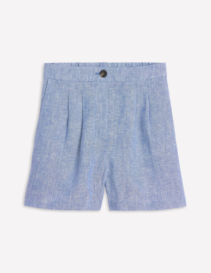 Dulwich Leinen-Shorts-Graublau Chambray