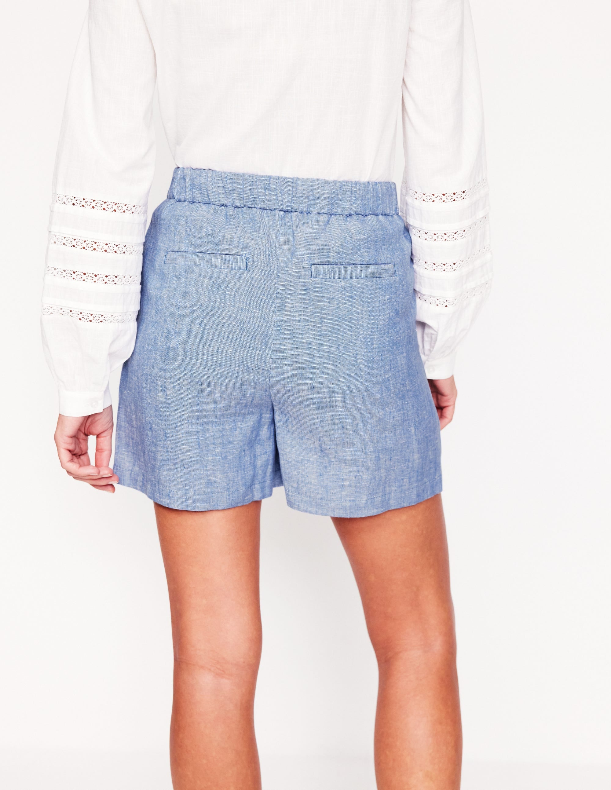 Short Dulwich en lin-Chambray bleu gris - Image 3
