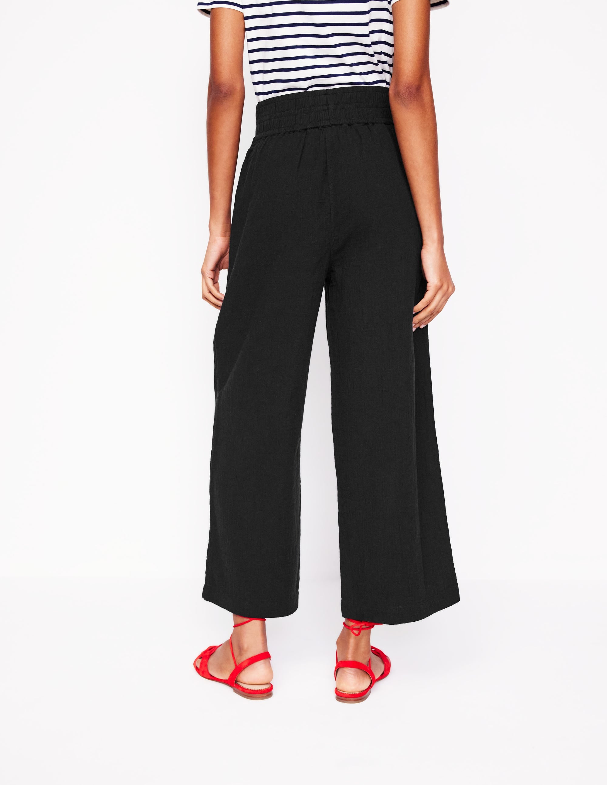 Cropped Double Cloth Trousers-Black - Image 4
