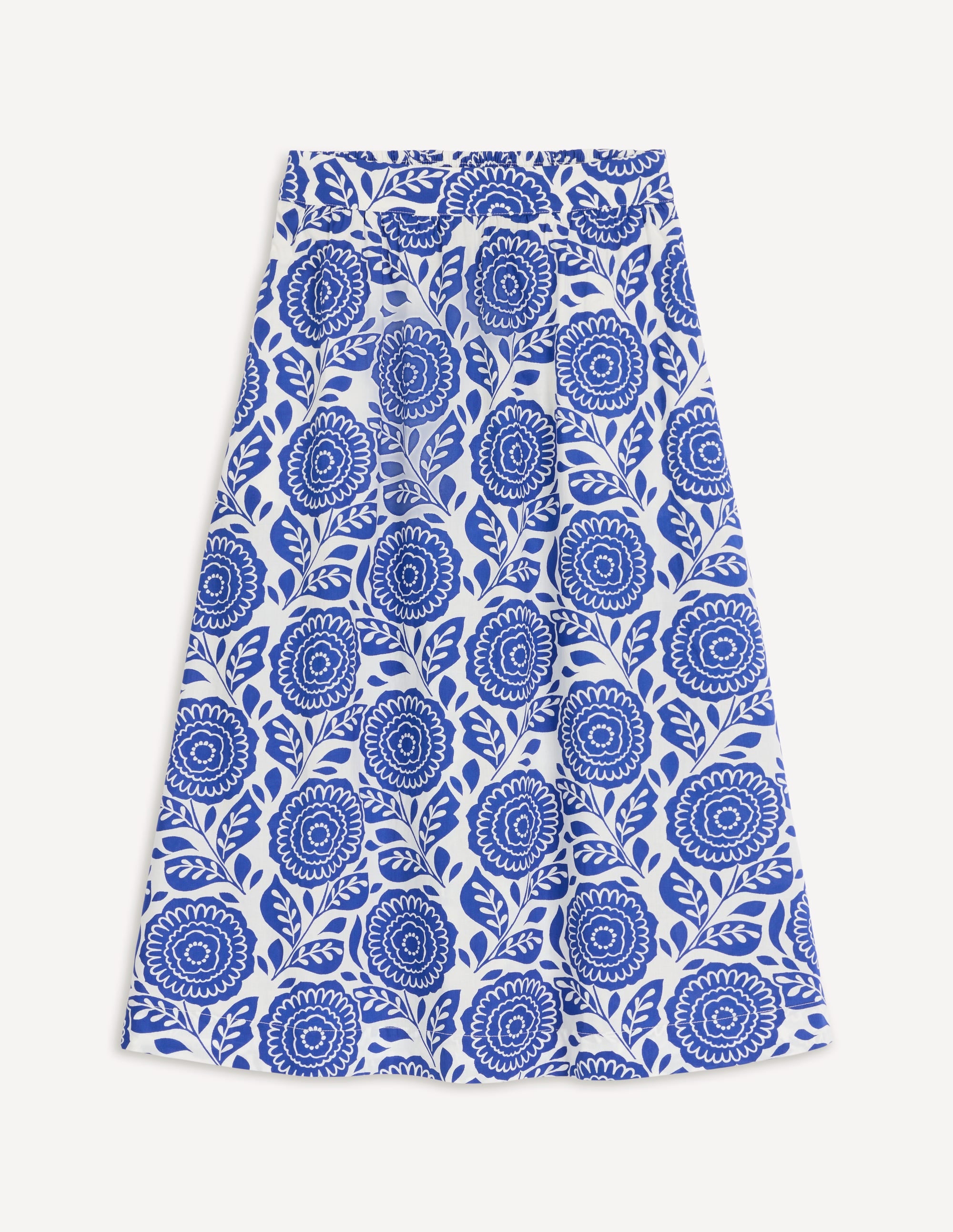 Jupe midi Hattie en popeline-Bleu vif, motif Dahlia Stamp - Image 5
