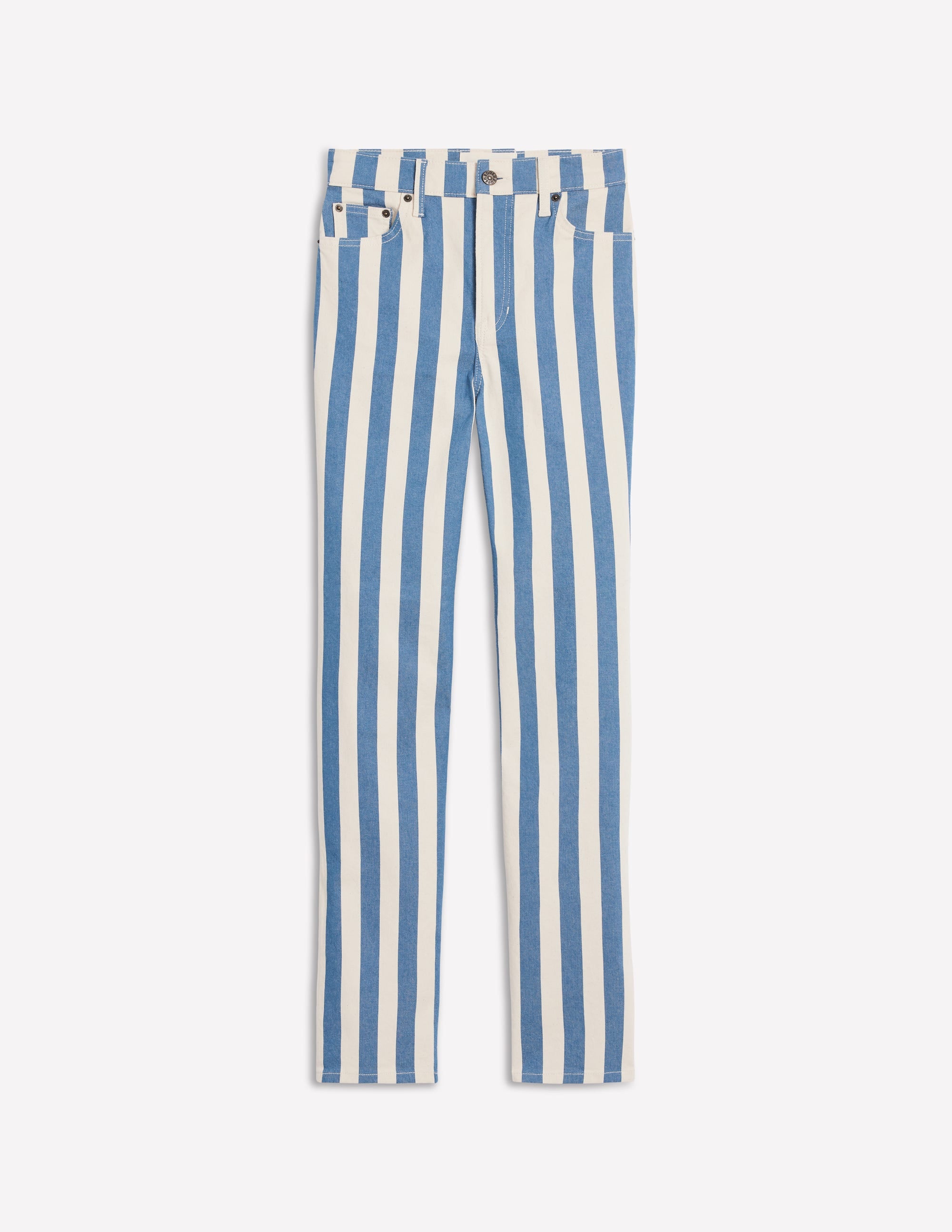 Gestreifte Jeans mit hohem Bund-Marineblau Breite Streifen - Image 8