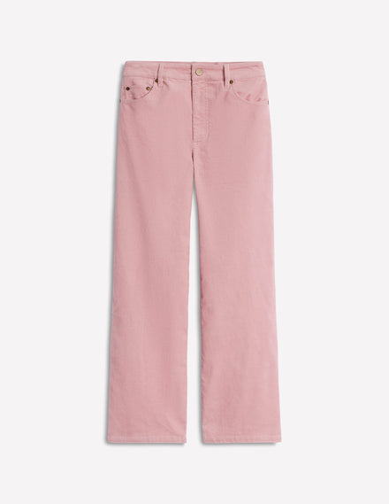 High Rise Straight Cord Jeans-Vintage Pink