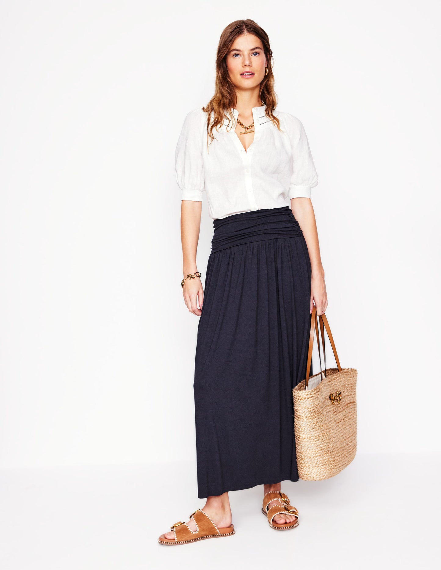 Rosaline Jersey Skirt-Navy