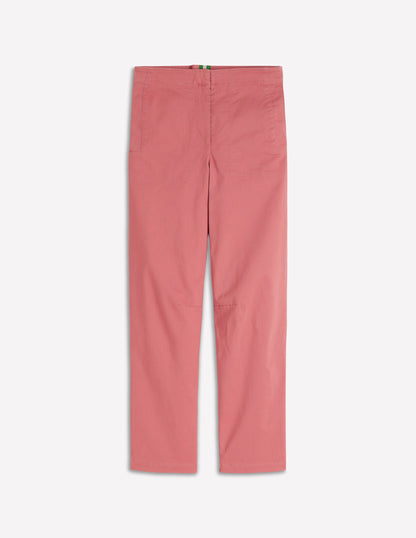 Cotton Straight Leg Trousers-Vintage Rose-5