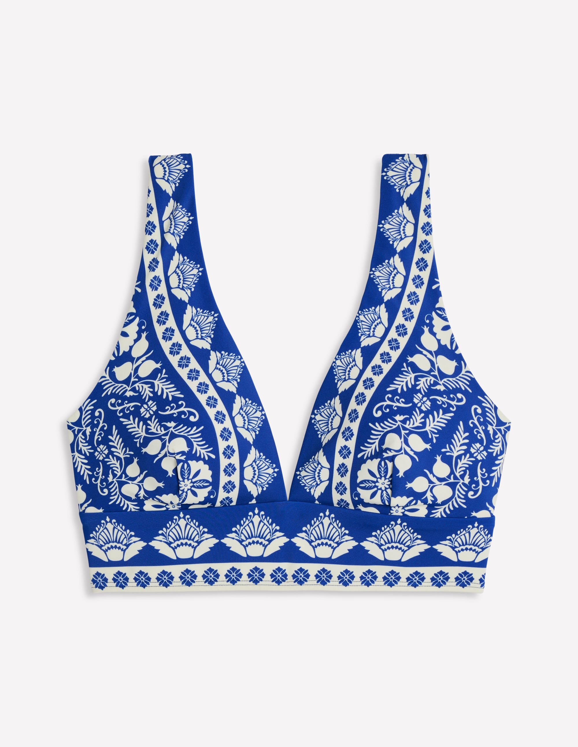 Haut de bikini col V Porto-Bleu vif, motif Ornate Stripe - Image 5